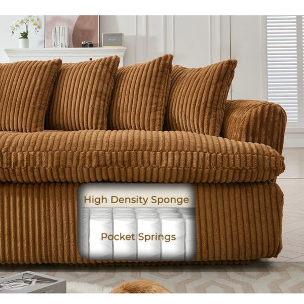 English Elm [new Arrived] Large Curved L-shape Sectional Sofa Corduroy Upholstered with Ten Back Cushions Brown W2108S00121
