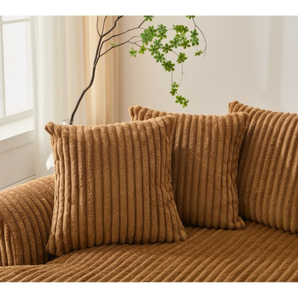 English Elm [new Arrived] Large Curved L-shape Sectional Sofa Corduroy Upholstered with Ten Back Cushions Brown W2108S00121