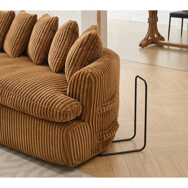 English Elm [new Arrived] Large Curved L-shape Sectional Sofa Corduroy Upholstered with Ten Back Cushions Brown W2108S00121