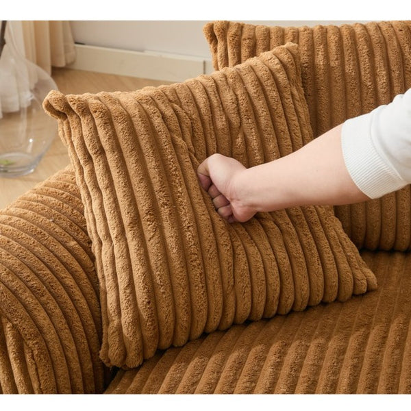 English Elm [new Arrived] Large Curved L-shape Sectional Sofa Corduroy Upholstered with Ten Back Cushions Brown W2108S00121