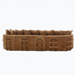 English Elm [new Arrived] Large Curved L-shape Sectional Sofa Corduroy Upholstered with Ten Back Cushions Brown W2108S00121