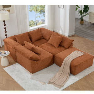 English Elm [new Arrived] Modular Chenille Sectional Sofa Five Piece L Shaped Floor Hugging Sleeper W2108S00122