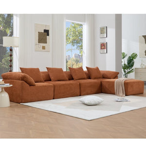 English Elm [new Arrived] Modular Chenille Sectional Sofa Five Piece L Shaped Floor Hugging Sleeper W2108S00122
