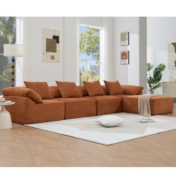 English Elm [new Arrived] Modular Chenille Sectional Sofa Five Piece L Shaped Floor Hugging Sleeper W2108S00122