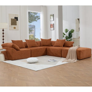 English Elm [new Arrived] Modular Chenille Sectional Sofa Five Piece L Shaped Floor Hugging Sleeper W2108S00122
