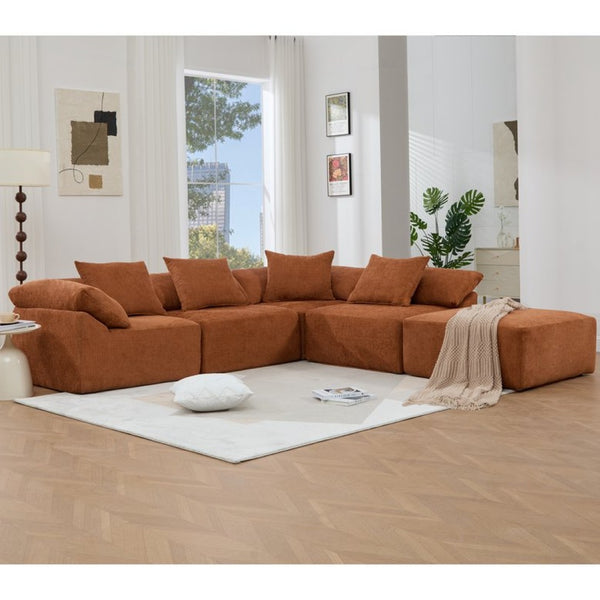 English Elm [new Arrived] Modular Chenille Sectional Sofa Five Piece L Shaped Floor Hugging Sleeper W2108S00122
