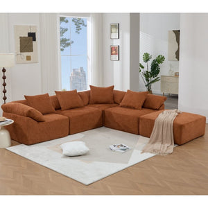 English Elm [new Arrived] Modular Chenille Sectional Sofa Five Piece L Shaped Floor Hugging Sleeper W2108S00122