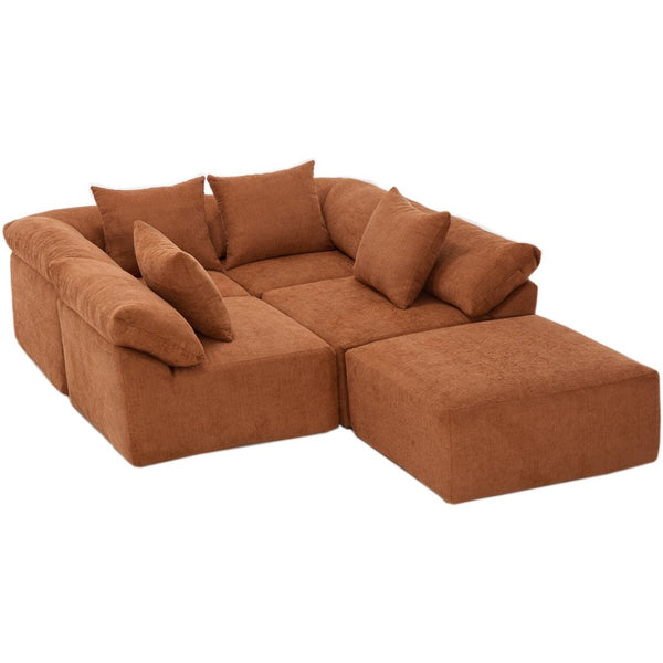 English Elm [new Arrived] Modular Chenille Sectional Sofa Five Piece L Shaped Floor Hugging Sleeper W2108S00122