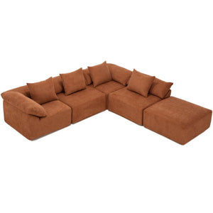 English Elm [new Arrived] Modular Chenille Sectional Sofa Five Piece L Shaped Floor Hugging Sleeper W2108S00122