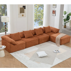 English Elm [new Arrived] Modular Chenille Sectional Sofa Five Piece L Shaped Floor Hugging Sleeper W2108S00122