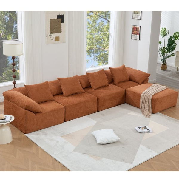 English Elm [new Arrived] Modular Chenille Sectional Sofa Five Piece L Shaped Floor Hugging Sleeper W2108S00122