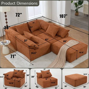 English Elm [new Arrived] Modular Chenille Sectional Sofa Five Piece L Shaped Floor Hugging Sleeper W2108S00122
