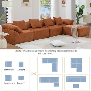 English Elm [new Arrived] Modular Chenille Sectional Sofa Five Piece L Shaped Floor Hugging Sleeper W2108S00122
