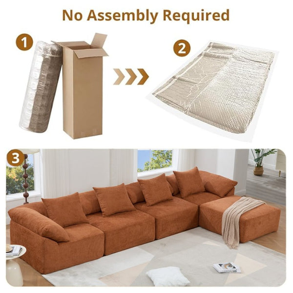 English Elm [new Arrived] Modular Chenille Sectional Sofa Five Piece L Shaped Floor Hugging Sleeper W2108S00122