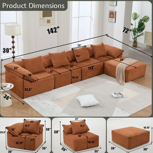 English Elm [new Arrived] Modular Chenille Sectional Sofa Five Piece L Shaped Floor Hugging Sleeper W2108S00122