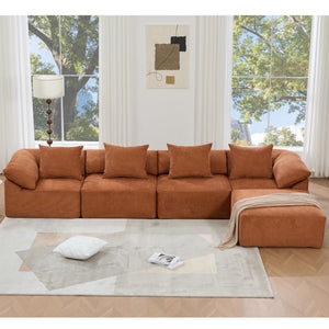 English Elm [new Arrived] Modular Chenille Sectional Sofa Five Piece L Shaped Floor Hugging Sleeper W2108S00122