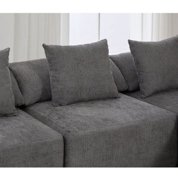English Elm [new Arrived] Five Piece Chenille Modular Sectional with Sleeper Ottoman for Living Room Dark Gray W2108S00123