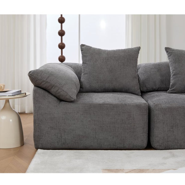 English Elm [new Arrived] Five Piece Chenille Modular Sectional with Sleeper Ottoman for Living Room Dark Gray W2108S00123