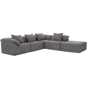 English Elm [new Arrived] Five Piece Chenille Modular Sectional with Sleeper Ottoman for Living Room Dark Gray W2108S00123