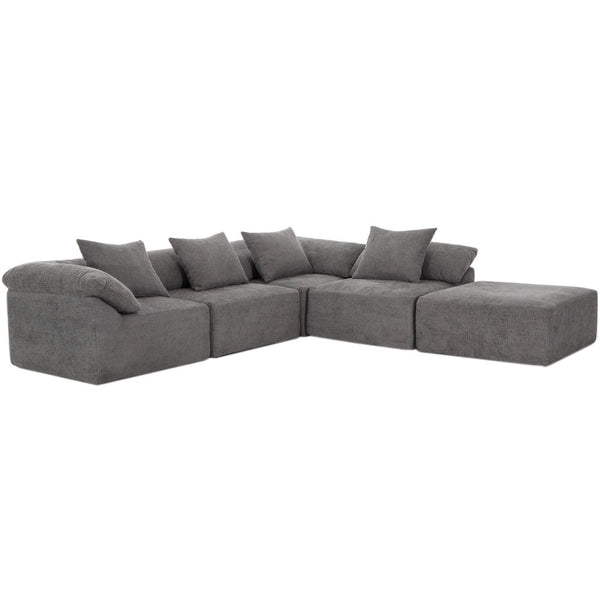 English Elm [new Arrived] Five Piece Chenille Modular Sectional with Sleeper Ottoman for Living Room Dark Gray W2108S00123