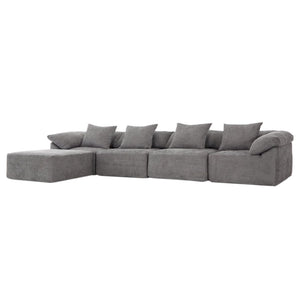 English Elm [new Arrived] Five Piece Chenille Modular Sectional with Sleeper Ottoman for Living Room Dark Gray W2108S00123