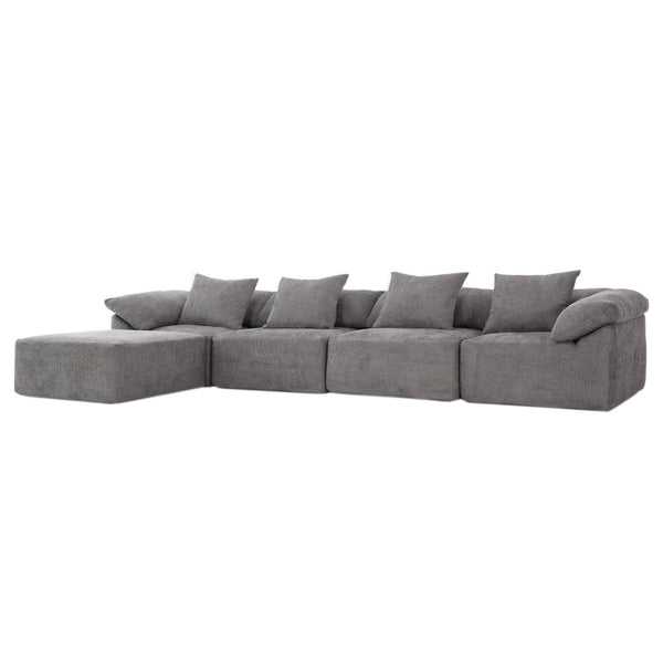 English Elm [new Arrived] Five Piece Chenille Modular Sectional with Sleeper Ottoman for Living Room Dark Gray W2108S00123
