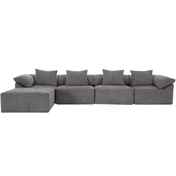 English Elm [new Arrived] Five Piece Chenille Modular Sectional with Sleeper Ottoman for Living Room Dark Gray W2108S00123