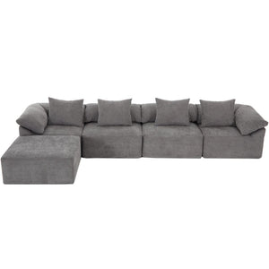 English Elm [new Arrived] Five Piece Chenille Modular Sectional with Sleeper Ottoman for Living Room Dark Gray W2108S00123