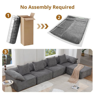 English Elm [new Arrived] Five Piece Chenille Modular Sectional with Sleeper Ottoman for Living Room Dark Gray W2108S00123