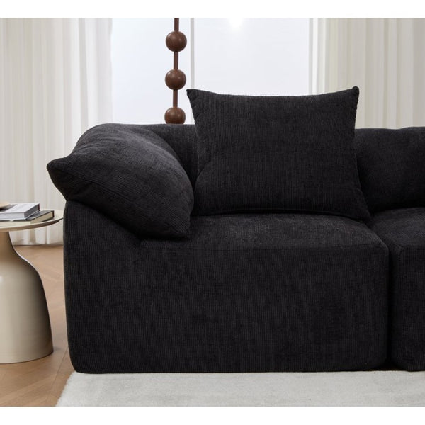 English Elm [new Arrived] Five Piece Chenille Modular Sectional with Sleeper Ottoman for Living Room Black W2108S00124