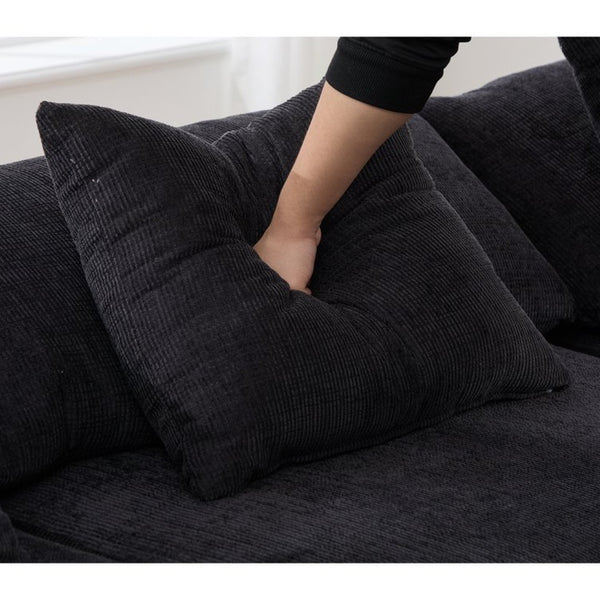 English Elm [new Arrived] Five Piece Chenille Modular Sectional with Sleeper Ottoman for Living Room Black W2108S00124