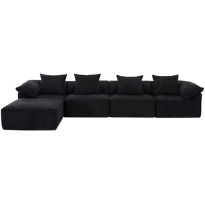 English Elm [new Arrived] Five Piece Chenille Modular Sectional with Sleeper Ottoman for Living Room Black W2108S00124