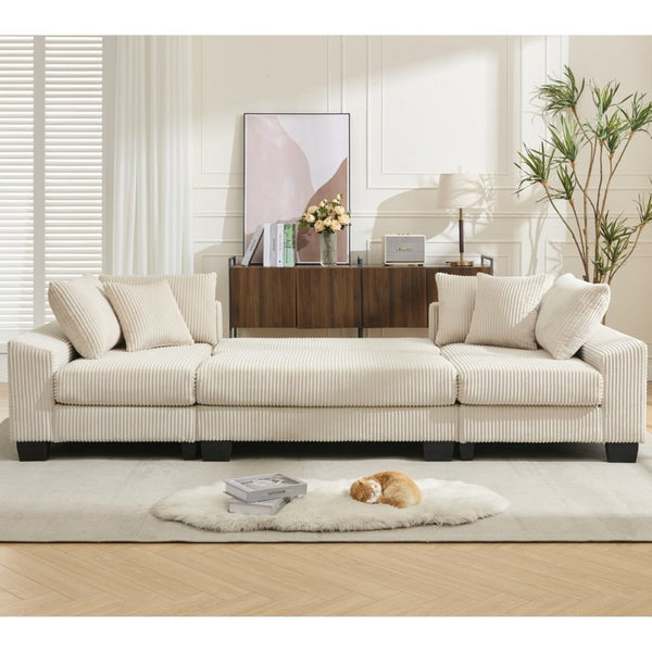 English Elm [new Arrived] 114 Inch U Shaped Corduroy Sleeper Sectional with Pull Out Bed for Living Room W2108S00125