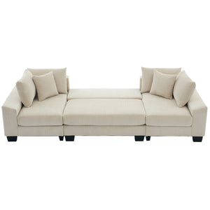 English Elm [new Arrived] 114 Inch U Shaped Corduroy Sleeper Sectional with Pull Out Bed for Living Room W2108S00125