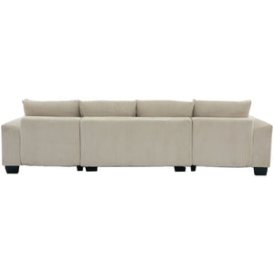 English Elm [new Arrived] 114 Inch U Shaped Corduroy Sleeper Sectional with Pull Out Bed for Living Room W2108S00125