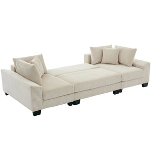 English Elm [new Arrived] 114 Inch U Shaped Corduroy Sleeper Sectional with Pull Out Bed for Living Room W2108S00125