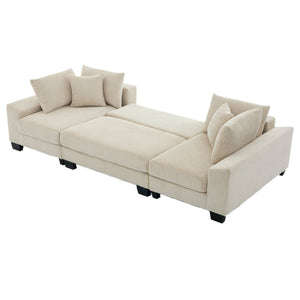 English Elm [new Arrived] 114 Inch U Shaped Corduroy Sleeper Sectional with Pull Out Bed for Living Room W2108S00125