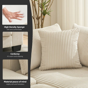 English Elm [new Arrived] 114 Inch U Shaped Corduroy Sleeper Sectional with Pull Out Bed for Living Room W2108S00125