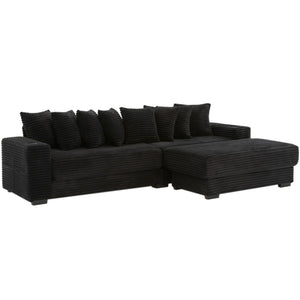 English Elm [new Arrived] Corduroy Modular Sectional Sofa with Sleeper Function Footstool and Cup Holders Black W2108S00128