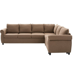 English Elm New L Shaped Sectional Sleeper Sofa Six Seat Pull Out Bed with Riveted Polyester Upholstery W2108S00134