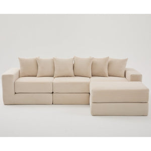 English Elm [new Arrived] Corduroy Modular Sectional Converts 10 Ways Floor Sleeper Lounge Living Room Beige W2108S00147