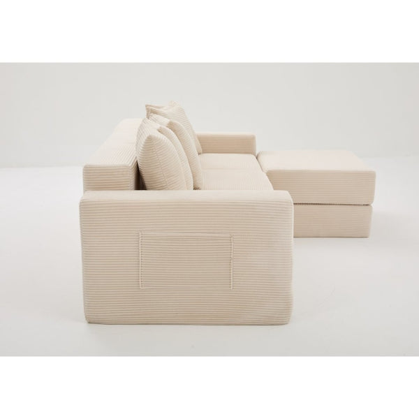 English Elm [new Arrived] Corduroy Modular Sectional Converts 10 Ways Floor Sleeper Lounge Living Room Beige W2108S00147