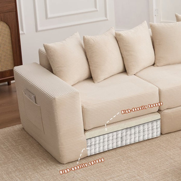 English Elm [new Arrived] Corduroy Modular Sectional Converts 10 Ways Floor Sleeper Lounge Living Room Beige W2108S00147