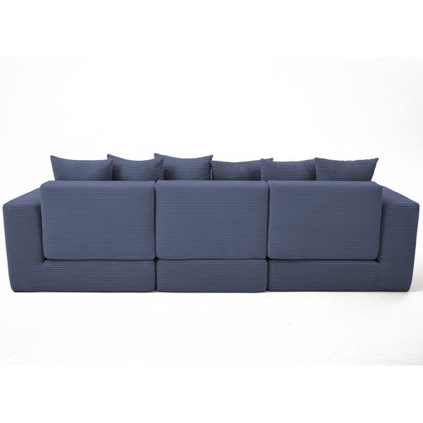 English Elm [new Arrived] Corduroy Modular Sectional Converts 10 Ways Floor Sleeper Lounge Living Room Blue W2108S00148