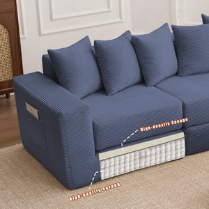 English Elm [new Arrived] Corduroy Modular Sectional Converts 10 Ways Floor Sleeper Lounge Living Room Blue W2108S00148
