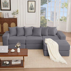 English Elm [new Arrived] Corduroy Modular Sectional Converts 10 Ways Floor Sleeper Lounge Living Room Dark Gray W2108S00149