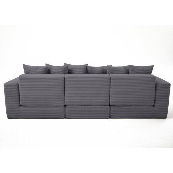 English Elm [new Arrived] Corduroy Modular Sectional Converts 10 Ways Floor Sleeper Lounge Living Room Dark Gray W2108S00149