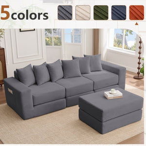 English Elm [new Arrived] Corduroy Modular Sectional Converts 10 Ways Floor Sleeper Lounge Living Room Dark Gray W2108S00149