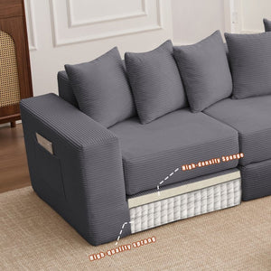 English Elm [new Arrived] Corduroy Modular Sectional Converts 10 Ways Floor Sleeper Lounge Living Room Dark Gray W2108S00149