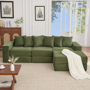 English Elm [new Arrived] Corduroy Modular Sectional Converts 10 Ways Floor Sleeper Lounge Living Room Green W2108S00150